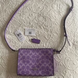 NWT Coach Slim Crossbody Bag In Signature Canvas Purple Iris Silver CBM46